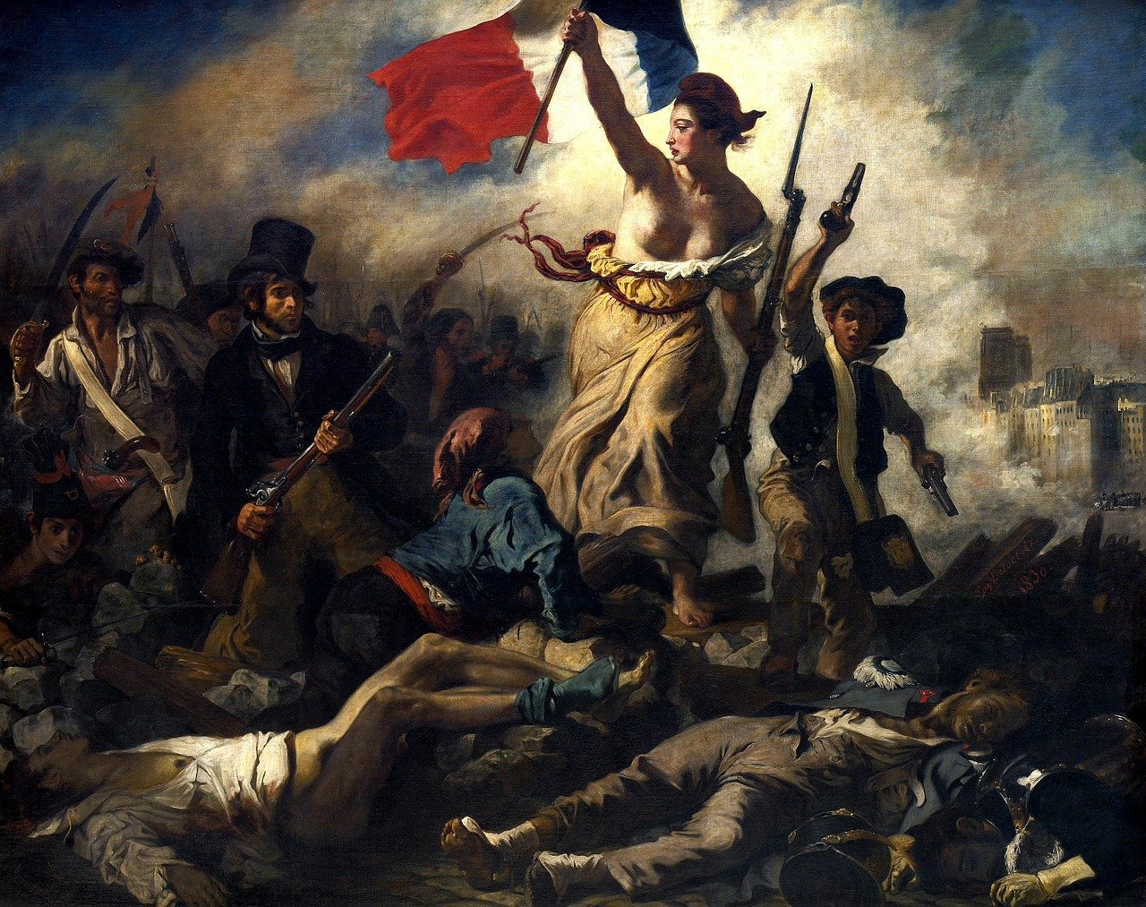 Menschen beim Sturm auf die Bastille in Paris, berühmtes Bild zur Französischen Revolution